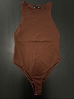 Zara Brown Sleeveless One-Piece Bodysuit